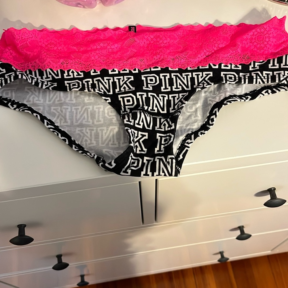 Pink Black white and Pink lace panty. Size Small. NWOT